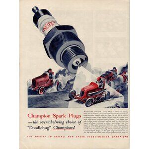 1939 Champion Spark Plugs "Doodlebug" Champions Vintage Print Ad (L10)